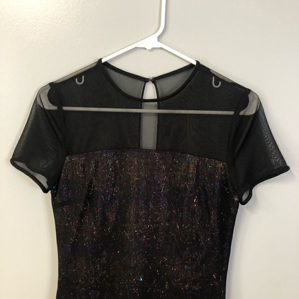 sheer overlay long colorful metallic hair confetti cap sleeve vintage y2k - Picture 2 of 11